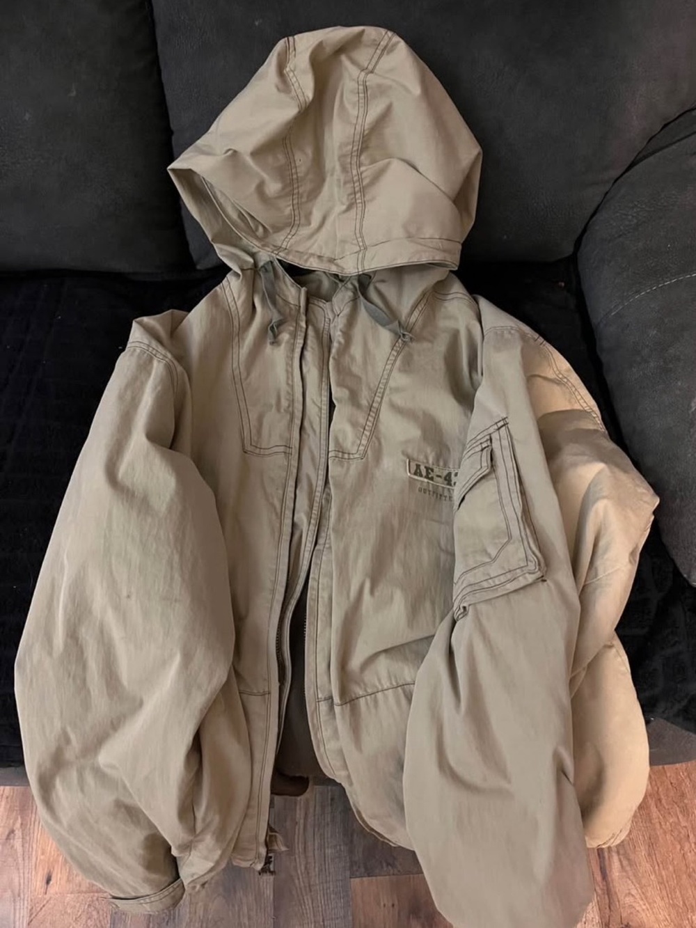 Vintage American Eagle Utility Hooded Jacket in Light MM Khaki